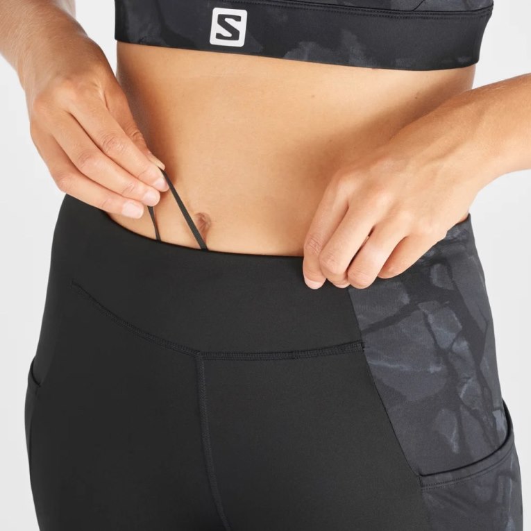 Black Salomon Cross Run 28'' Women's Running Tights | IE AR8352